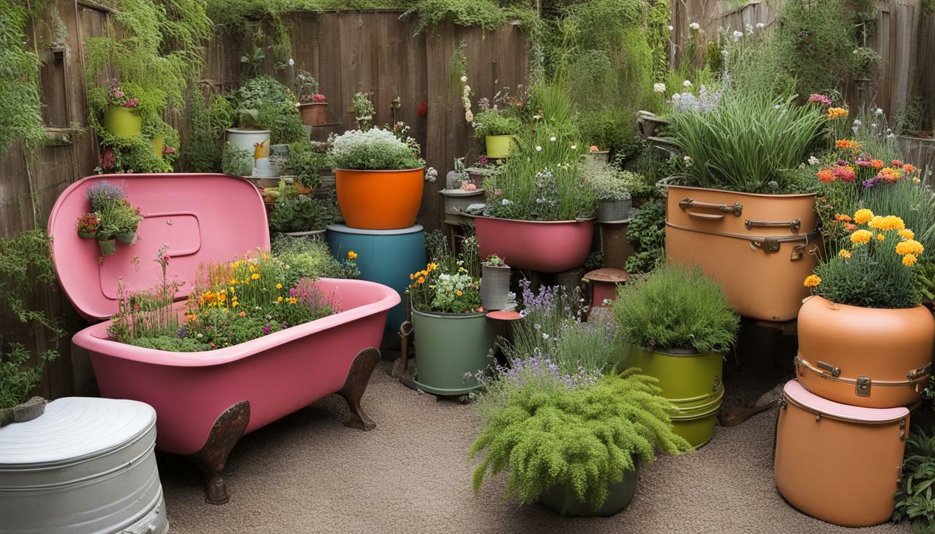 Repurposed containers for gardens